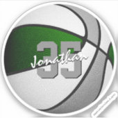 Grüngraue Basketballmannschaftsfarben Spielername Aufkleber (Vorderseite)
