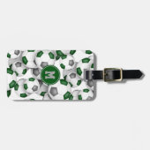 Grüngraue Mannschaftsfarben Fußbälle Muster Gepäckanhänger (Vorderseite horizontal)