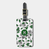 Grüngraue Mannschaftsfarben Fußbälle Muster Gepäckanhänger (Vorderseite vertikal)