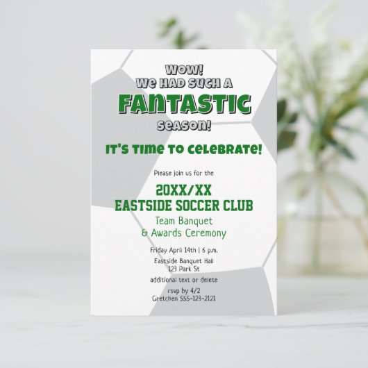 Grüngraue oder JEDE Mannschaftsfarbenfarbenprämie Einladung (Stehend Vorderseite)