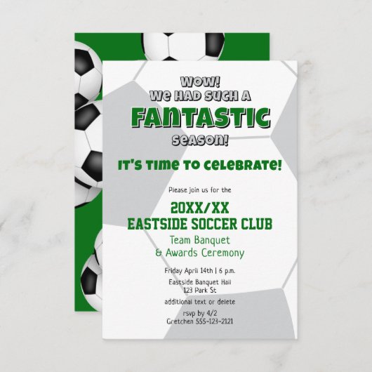 Grüngraue oder JEDE Mannschaftsfarbenfarbenprämie Einladung (Vorne/Hinten)