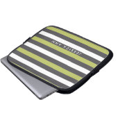 Grüngraue, weiße Streifen Laptopschutzhülle (Vorne Knopf)