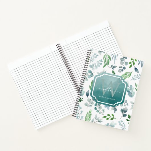 Grüngrün, blau, grün, monogramm notizblock (Innenseite)