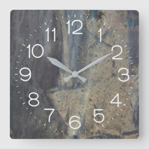Grungy Abstrakt Slate Design Quadratische Wanduhr