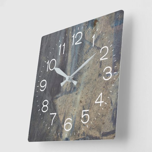 Grungy Abstrakt Slate Design Quadratische Wanduhr (Winkel)