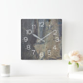 Grungy Abstrakt Slate Design Quadratische Wanduhr (Zuhause)
