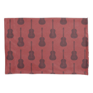 Grungy Akustikgitarre Polka-Punkte tonal rot Kissenbezug