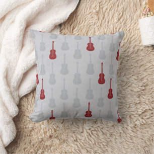 Grungy Akustikgitarre Polka-Punkte weiß rot Kissen