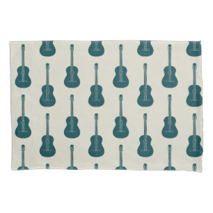 Grungy Akustikgitarre Polkadot blau creme Kissenbezug