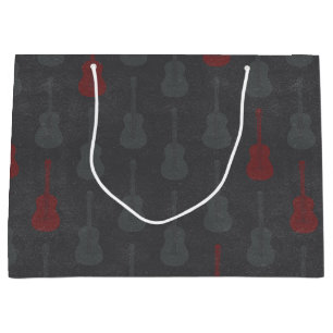 Grungy Akustikgitarre Polkadot grau rot Große Geschenktüte