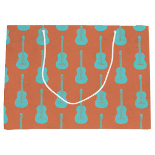 Grungy Akustikgitarre Polkadot grün orange Große Geschenktüte