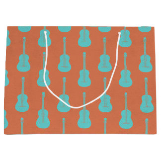 Grungy Akustikgitarre Polkadot grün orange Große Geschenktüte