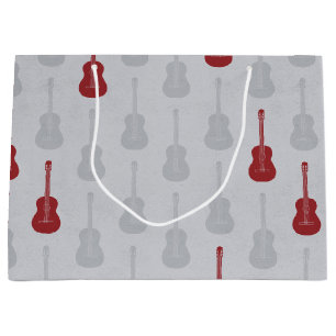 Grungy Akustikgitarre Polkadot weiß rot Große Geschenktüte