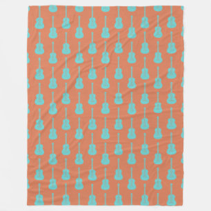 Grungy akustische Gitarre Polkadot grün orange Fleecedecke