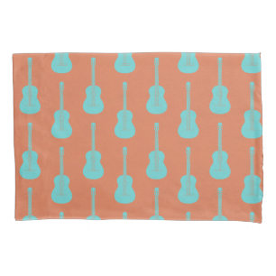 Grungy akustische Gitarre Polkadot grün orange Kissenbezug