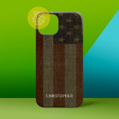 Grungy American Flag mit Linen Finish und Name Case-Mate iPhone Hülle