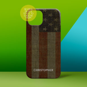 Grungy American Flag mit Linen Finish und Name Case-Mate iPhone Hülle