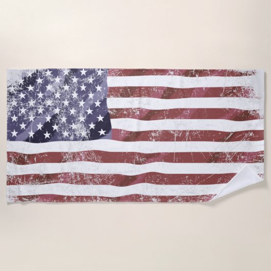 Grungy American Flag Strandtuch (Vorderseite)