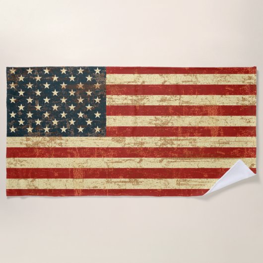 Grungy American Flag Strandtuch (Vorderseite)