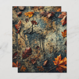 Grungy Autumnal Leafy Beton Scrapbook Paper