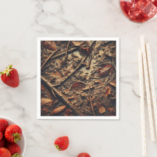 Grungy Autumnal Muddy Blätter & Twigs Decoupage Serviette