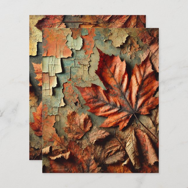 Grungy Autumnal Peeling Paint Scrapbook Paper (Vorne/Hinten)