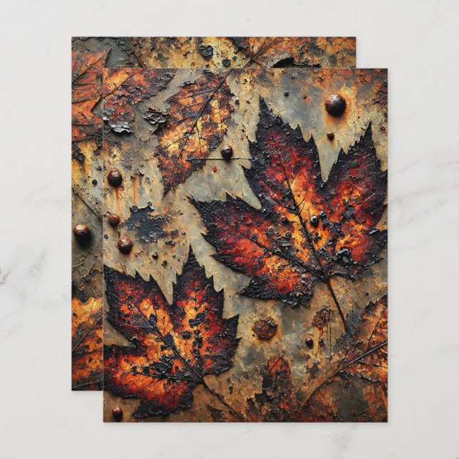 Grungy Autumnal Rusty Metal Scrapbook Paper (Vorne/Hinten)