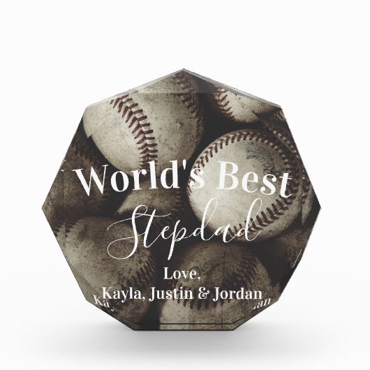 Grungy Baseballs World's Best Stepdad Foto Block (Vorderseite)