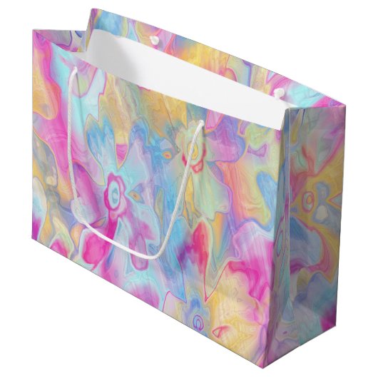 grungy-bemalt-Florals-5- Große Geschenktüte (Vorderseite Schrägansicht)