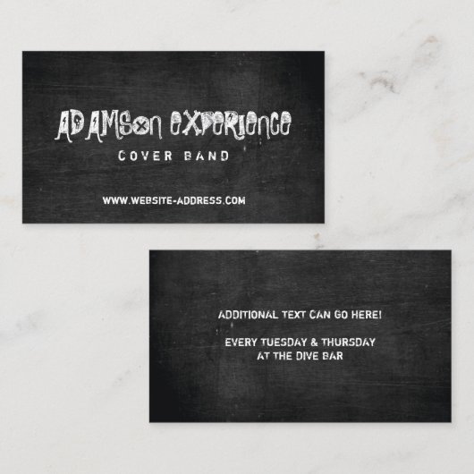Grungy Black Chalkboard Business Card für Band/DJs Visitenkarte (Vorne/Hinten)