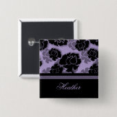 Grungy Bloral Decadence Button, Lavendel Button (Vorne & Hinten)