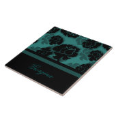Grungy Bloral Decadence Tile, Aquamarin Fliese (Seite)