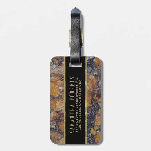 Grungy Brown Imitate Marmorstein Gepäckanhänger (Rückseite vertikal)