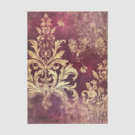 Grungy Burgundy and Gold Damask Pattern Seidenpapier