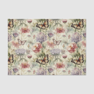 Grungy Butterfells und Blume Decoupage Paper Seidenpapier