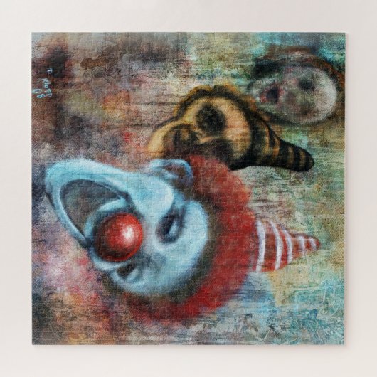 Grungy Clown Zombie Parade Gothic Print Creepy Art Puzzle (Horizontal)
