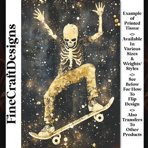 Grungy Cooler Skelett Skateboarding AK2 Decoupage Seidenpapier