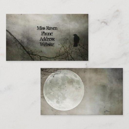 grungy Crow and Moon Visitenkarte (Vorne/Hinten)