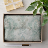 Grungy-Damask-Muster in Schattierungen von Blaugrü Seidenpapier (Geschenk)