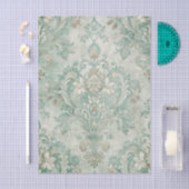 Grungy-Damask-Muster in Schattierungen von Blaugrü Seidenpapier (Handwerk)