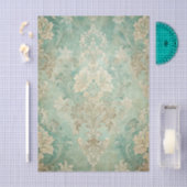 Grungy-Damask-Muster in Schattierungen von Blaugrü Seidenpapier (Handwerk)