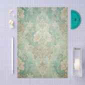 Grungy Damask Pattern in Shades of Teal Blues Seidenpapier (Handwerk)