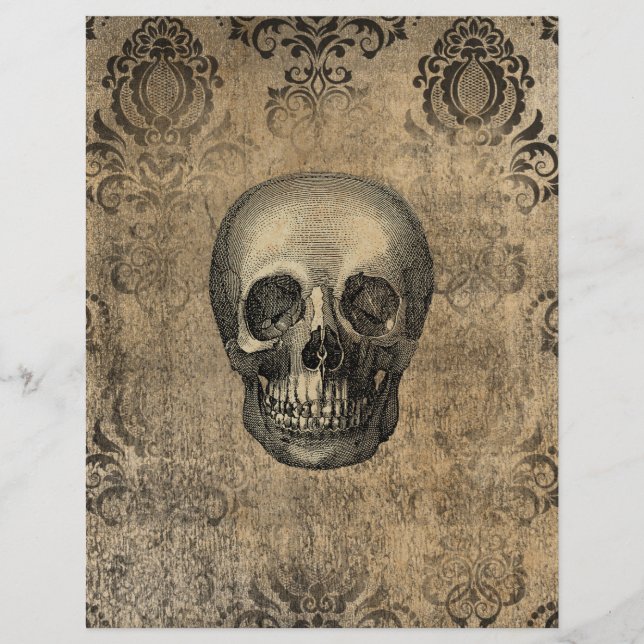 grungy Damask & Skull Halloween-Scrapbook (Vorderseite)