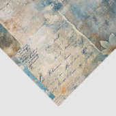 Grungy Distressed Blue Floral Ephemera Collage Seidenpapier (Ausschnitt)