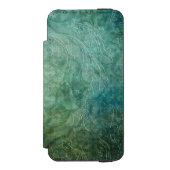 Grungy Embossed Aquamarin Blue Damask Incipio iPhone Geldbeutel-Hülle (Folio Vorderseite)
