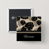 Grungy Floral Decadence Button, Elfenbeinbeige Button (Vorne & Hinten)