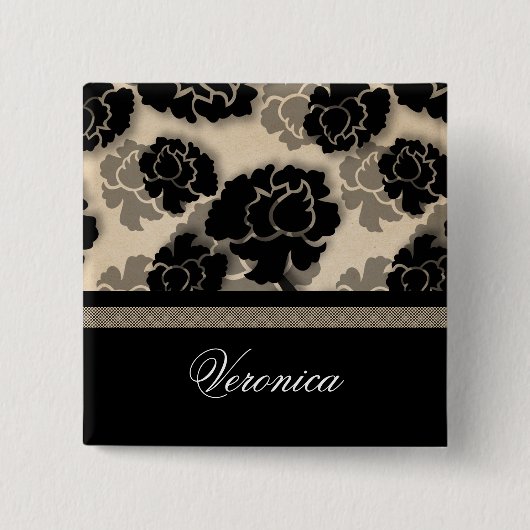 Grungy Floral Decadence Button, Elfenbeinbeige Button (Vorderseite)