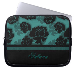 Grungy Floral Decadence Electronics Bag, Aquamarin Laptopschutzhülle