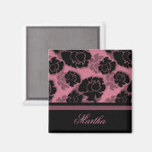Grungy Floral Decadence Magnet, rosa Magnet (Vorderseite/Rückseite)