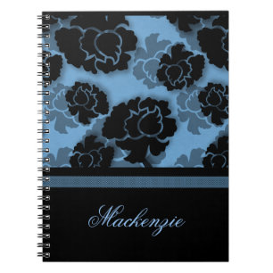 Grungy Floral Decadence Notebook, blau Notizblock